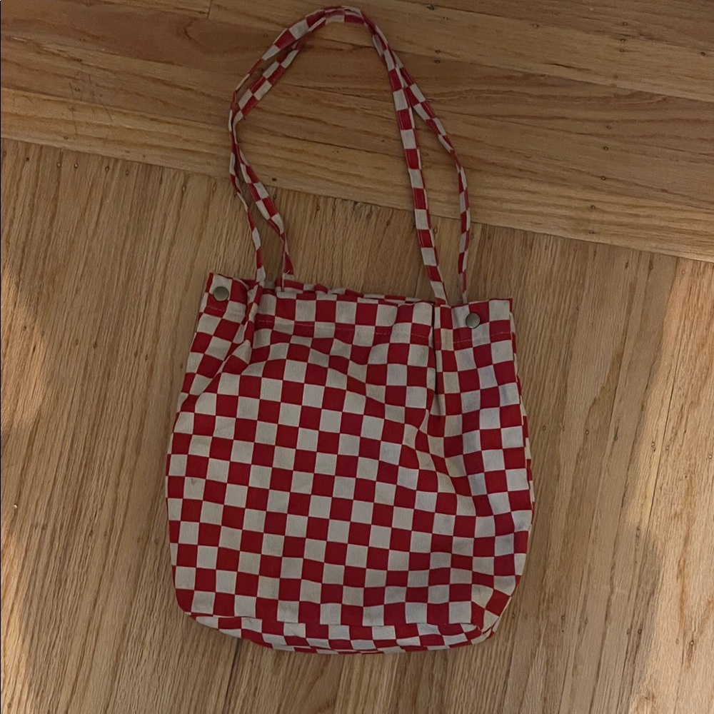 Red and White Checkered Tote Bag